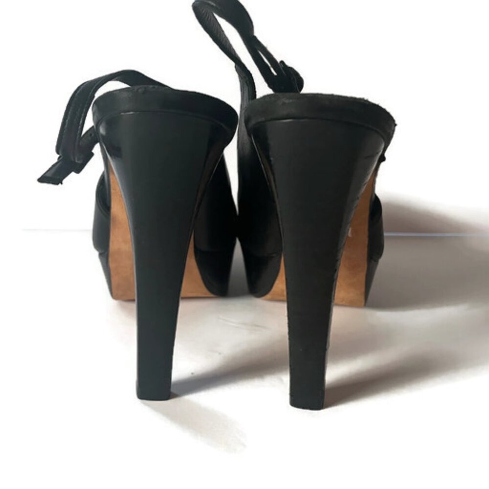 Stuart Weitzman Elegant Black Slingback Platform Heels - Picture 4 of 9